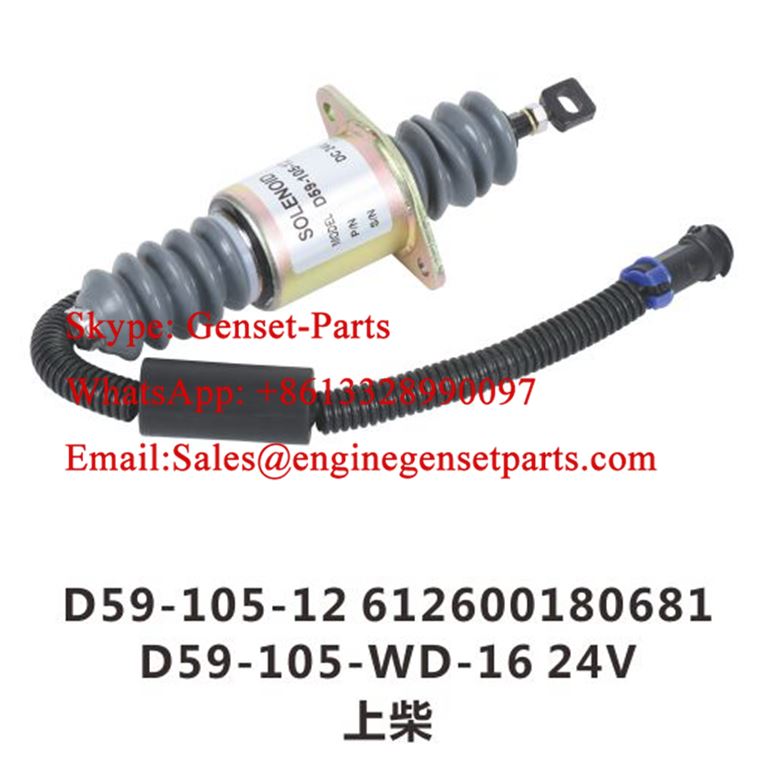 Shangchai D59-105-12 Stop mágnesszelep Genuine OEM Shangchai D59-105-12 Engine Stop Solenoid